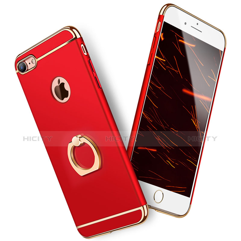 Custodia Lusso Metallo Laterale e Plastica Cover con Anello Supporto A01 per Apple iPhone 7