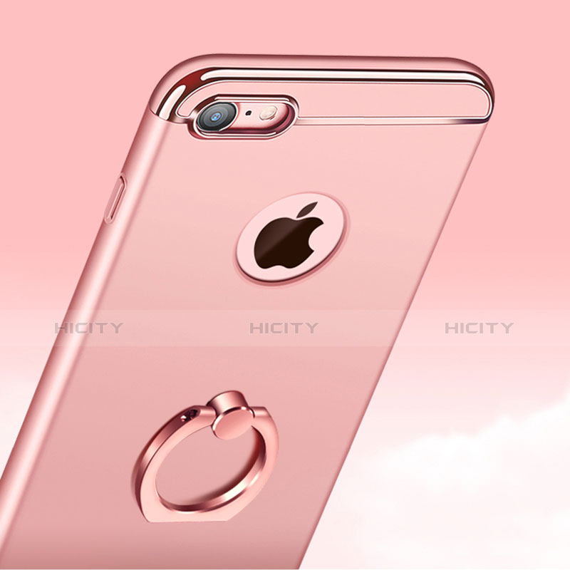 Custodia Lusso Metallo Laterale e Plastica Cover con Anello Supporto A01 per Apple iPhone 8