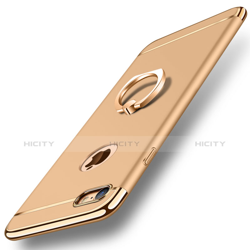 Custodia Lusso Metallo Laterale e Plastica Cover con Anello Supporto A01 per Apple iPhone 8 Oro