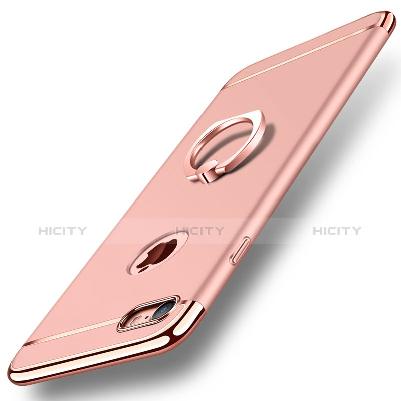 Custodia Lusso Metallo Laterale e Plastica Cover con Anello Supporto A01 per Apple iPhone 8 Oro Rosa