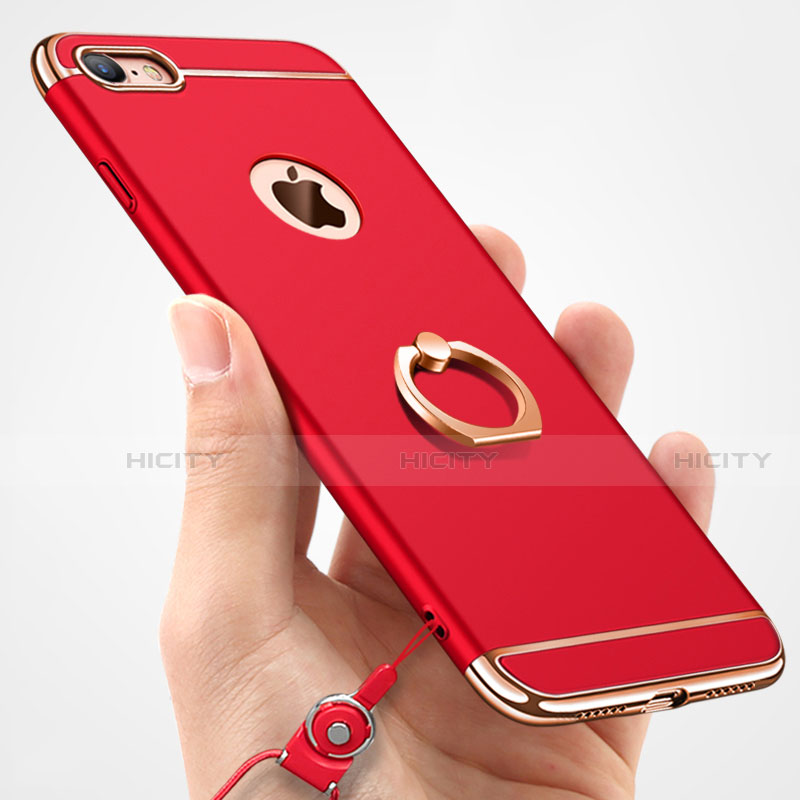 Custodia Lusso Metallo Laterale e Plastica Cover con Anello Supporto A01 per Apple iPhone SE (2020)