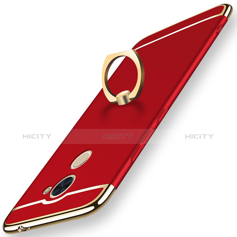 Custodia Lusso Metallo Laterale e Plastica Cover con Anello Supporto A01 per Huawei Enjoy 7 Plus Rosso