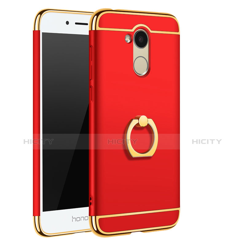 Custodia Lusso Metallo Laterale e Plastica Cover con Anello Supporto A01 per Huawei Honor 6A Rosso
