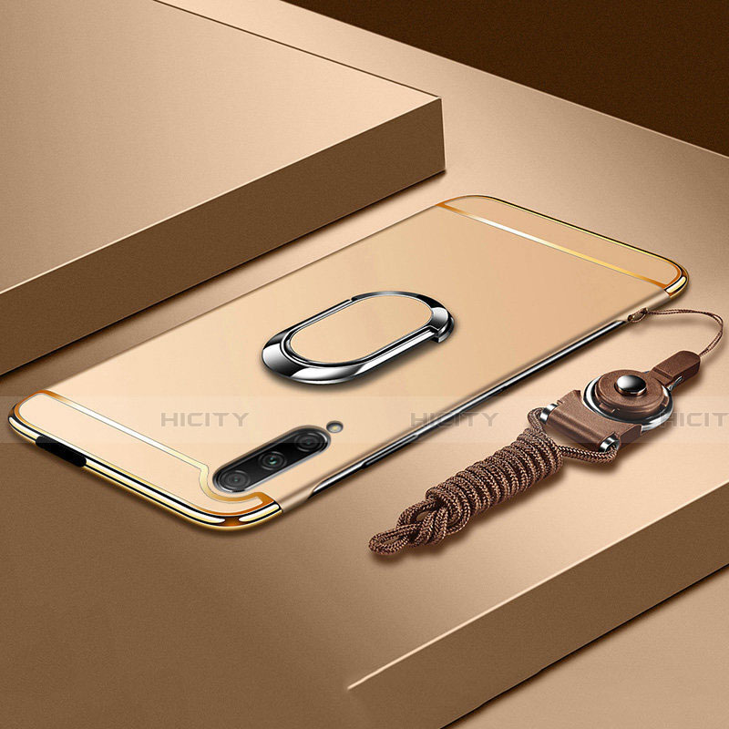 Custodia Lusso Metallo Laterale e Plastica Cover con Anello Supporto A01 per Huawei Honor 9X Pro Oro