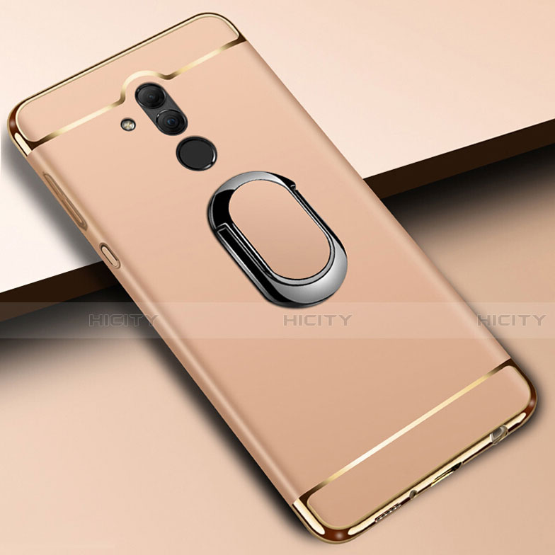 Custodia Lusso Metallo Laterale e Plastica Cover con Anello Supporto A01 per Huawei Mate 20 Lite Oro