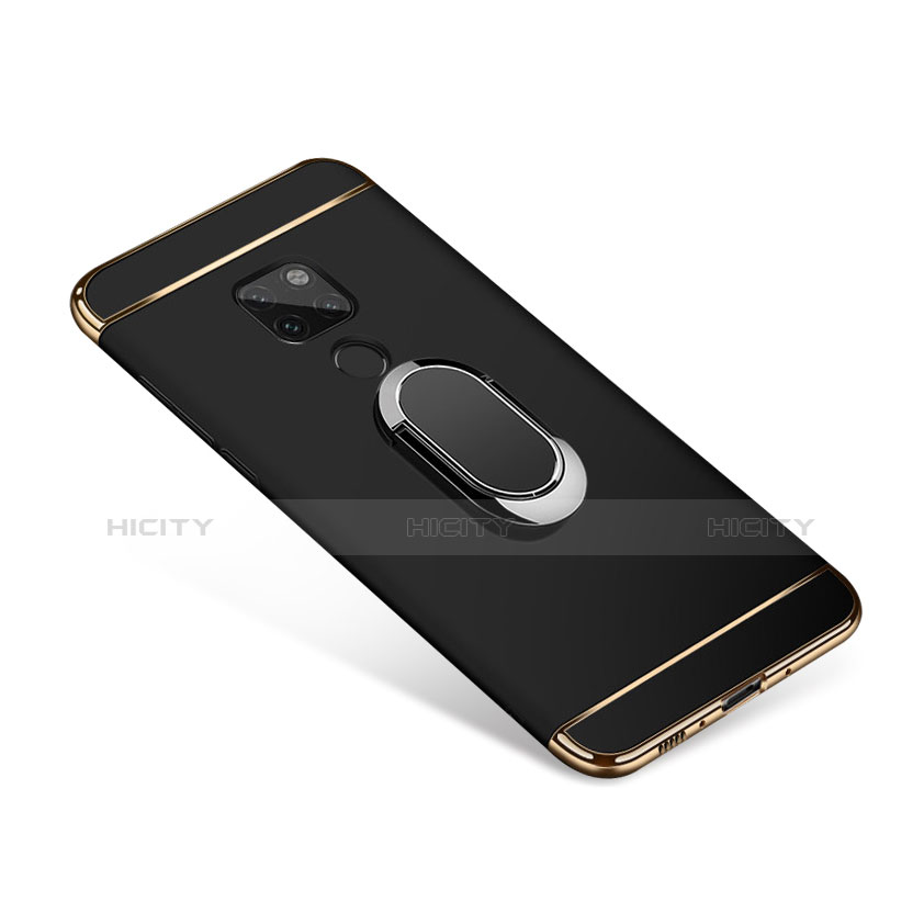 Custodia Lusso Metallo Laterale e Plastica Cover con Anello Supporto A01 per Huawei Mate 20 Nero