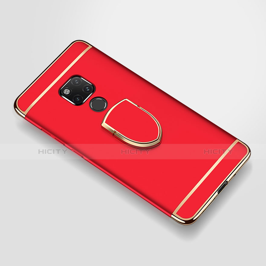 Custodia Lusso Metallo Laterale e Plastica Cover con Anello Supporto A01 per Huawei Mate 20 X 5G Rosso