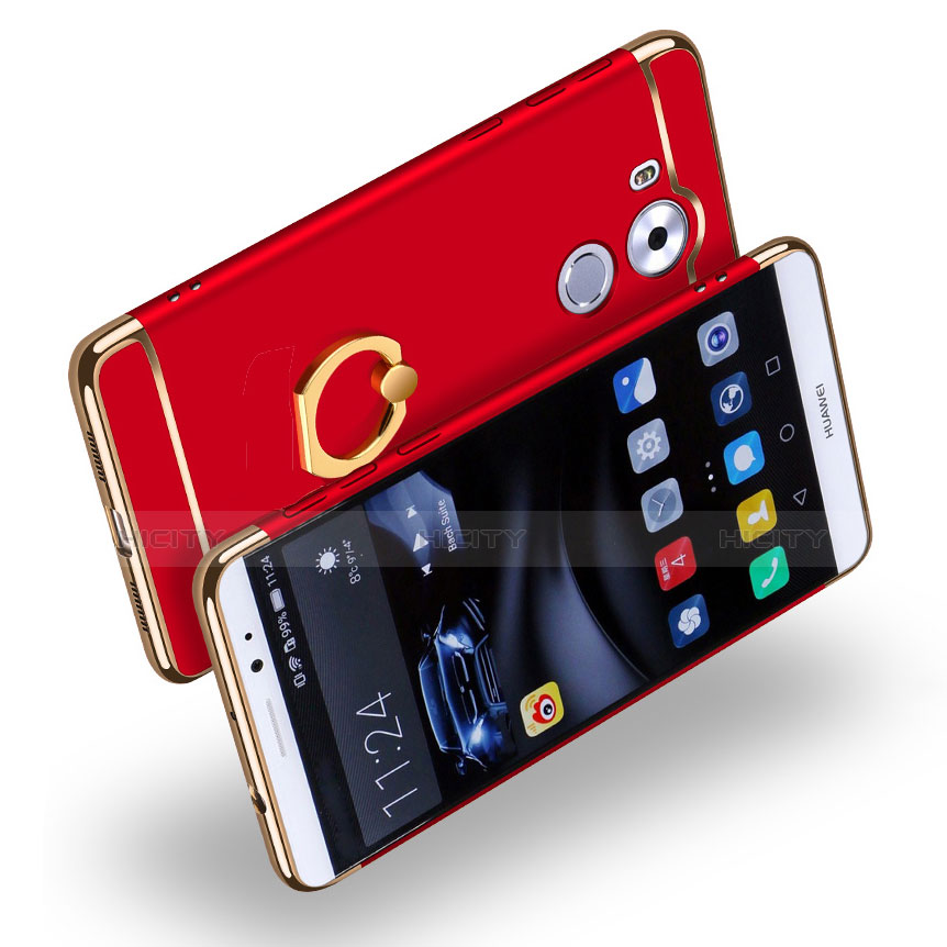 Custodia Lusso Metallo Laterale e Plastica Cover con Anello Supporto A01 per Huawei Mate 8