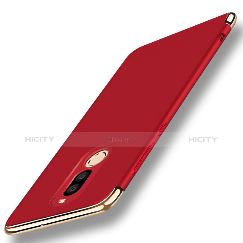 Custodia Lusso Metallo Laterale e Plastica Cover con Anello Supporto A01 per Huawei Nova 2i Rosso