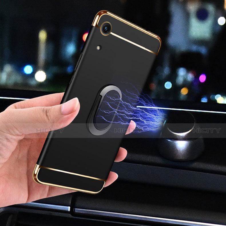 Custodia Lusso Metallo Laterale e Plastica Cover con Anello Supporto A01 per Huawei Y6 (2019)