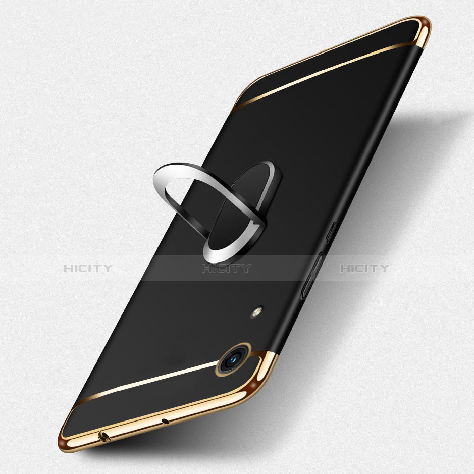 Custodia Lusso Metallo Laterale e Plastica Cover con Anello Supporto A01 per Huawei Y6 Prime (2019)