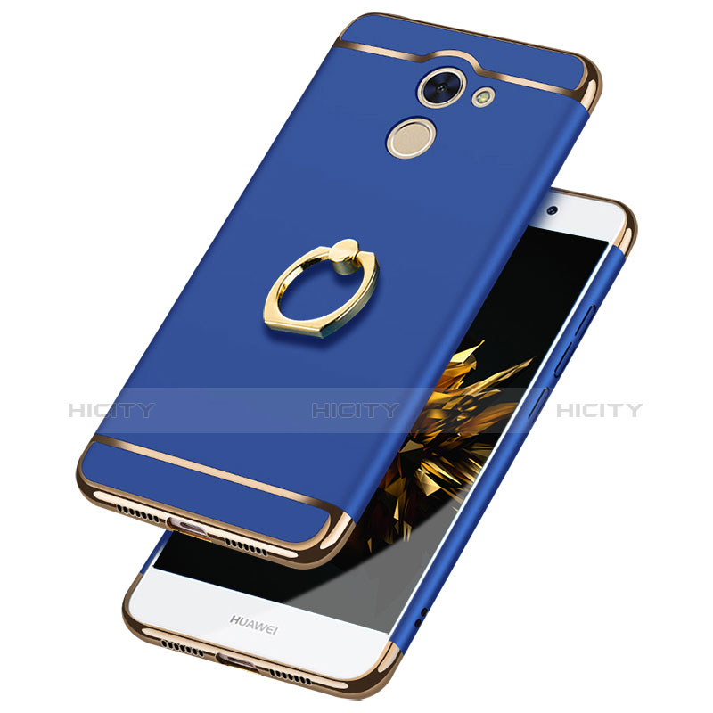 Custodia Lusso Metallo Laterale e Plastica Cover con Anello Supporto A01 per Huawei Y7 Prime