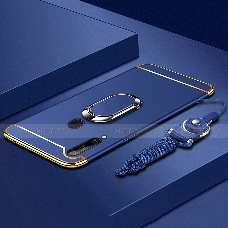 Custodia Lusso Metallo Laterale e Plastica Cover con Anello Supporto A01 per Samsung Galaxy A20s