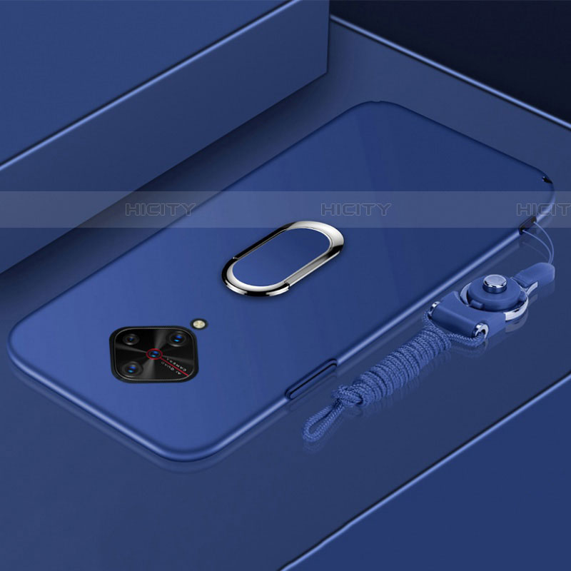 Custodia Lusso Metallo Laterale e Plastica Cover con Anello Supporto A01 per Vivo S1 Pro Blu