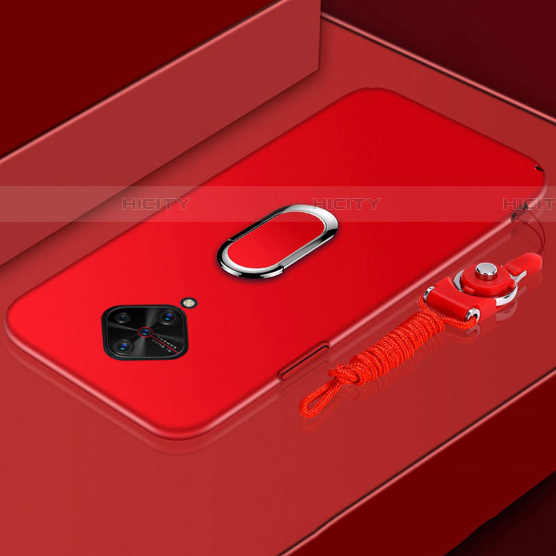 Custodia Lusso Metallo Laterale e Plastica Cover con Anello Supporto A01 per Vivo X50 Lite Rosso