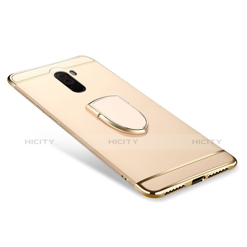 Custodia Lusso Metallo Laterale e Plastica Cover con Anello Supporto A01 per Xiaomi Pocophone F1 Oro