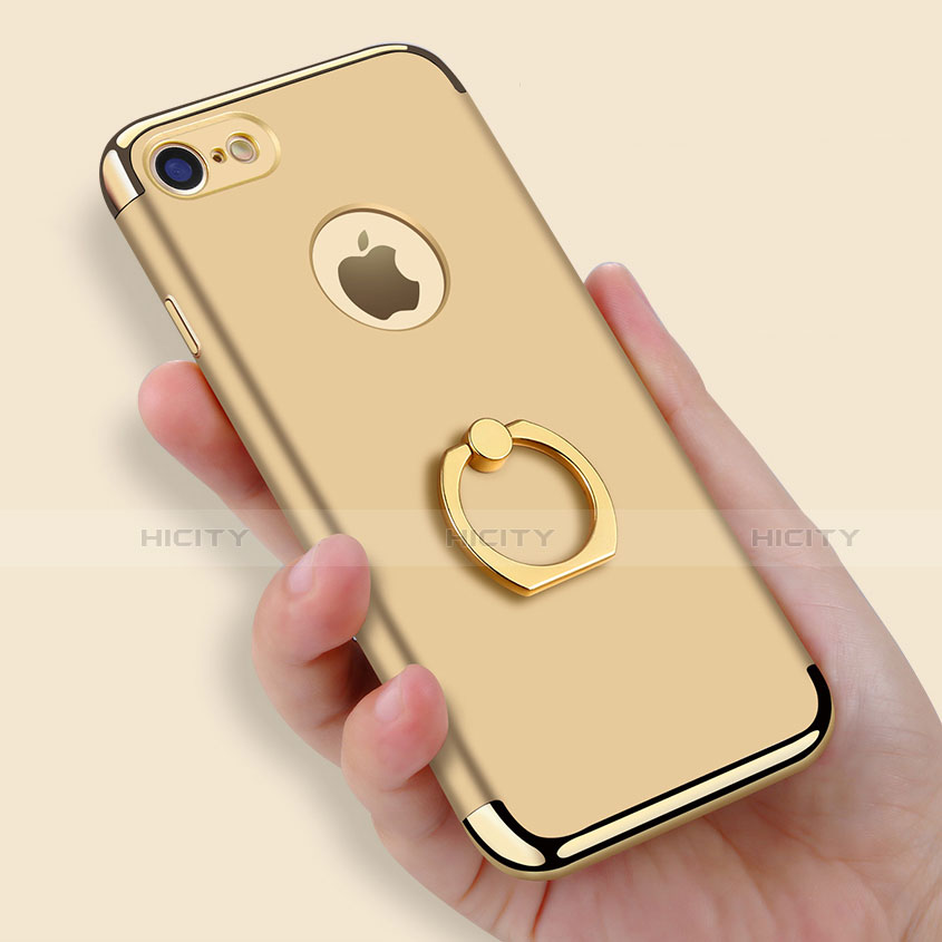 Custodia Lusso Metallo Laterale e Plastica Cover con Anello Supporto A02 per Apple iPhone SE (2020)