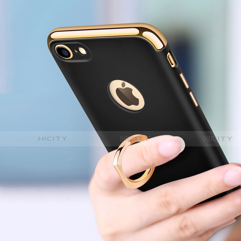 Custodia Lusso Metallo Laterale e Plastica Cover con Anello Supporto A02 per Apple iPhone SE (2020)