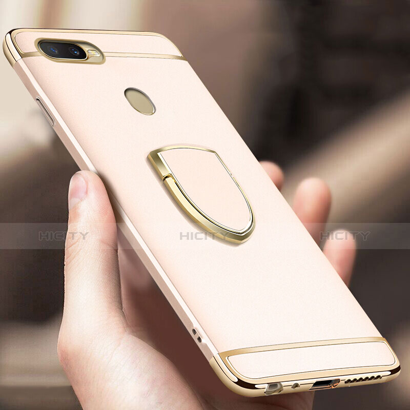 Custodia Lusso Metallo Laterale e Plastica Cover con Anello Supporto A02 per Oppo A7