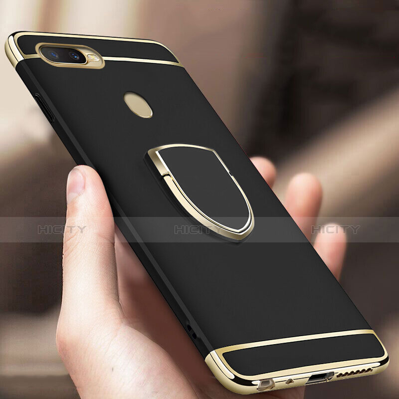 Custodia Lusso Metallo Laterale e Plastica Cover con Anello Supporto A02 per Oppo A7