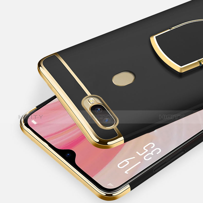 Custodia Lusso Metallo Laterale e Plastica Cover con Anello Supporto A02 per Oppo A7