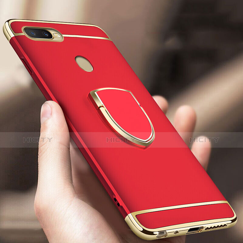 Custodia Lusso Metallo Laterale e Plastica Cover con Anello Supporto A02 per Oppo AX7