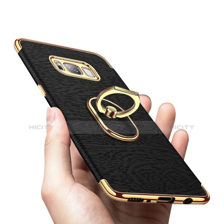 Custodia Lusso Metallo Laterale e Plastica Cover con Anello Supporto A02 per Samsung Galaxy S8