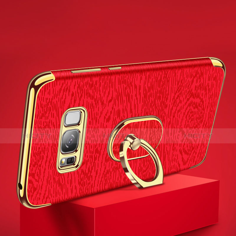 Custodia Lusso Metallo Laterale e Plastica Cover con Anello Supporto A02 per Samsung Galaxy S8