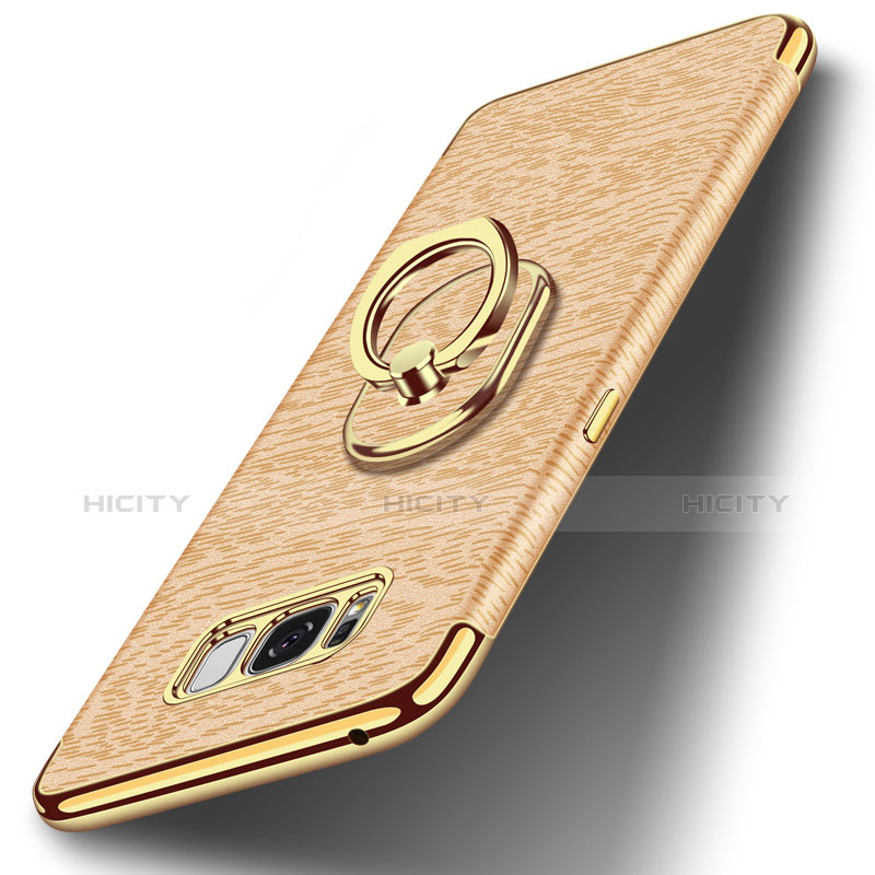 Custodia Lusso Metallo Laterale e Plastica Cover con Anello Supporto A02 per Samsung Galaxy S8 Oro