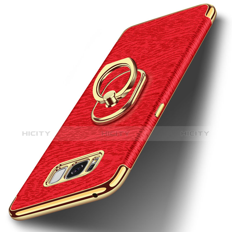 Custodia Lusso Metallo Laterale e Plastica Cover con Anello Supporto A02 per Samsung Galaxy S8 Plus Rosso