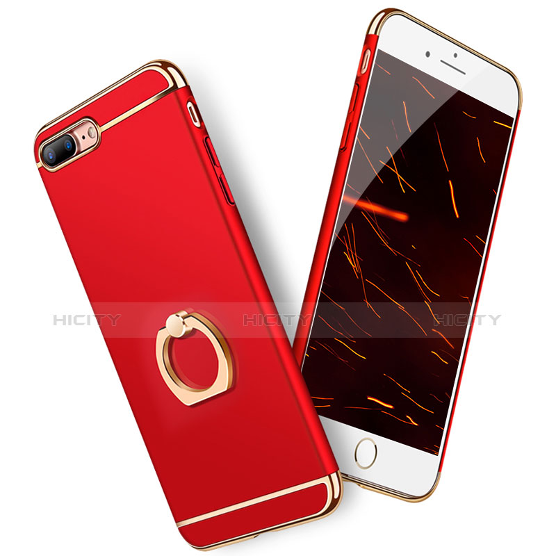 Custodia Lusso Metallo Laterale e Plastica Cover con Anello Supporto A06 per Apple iPhone 8 Plus