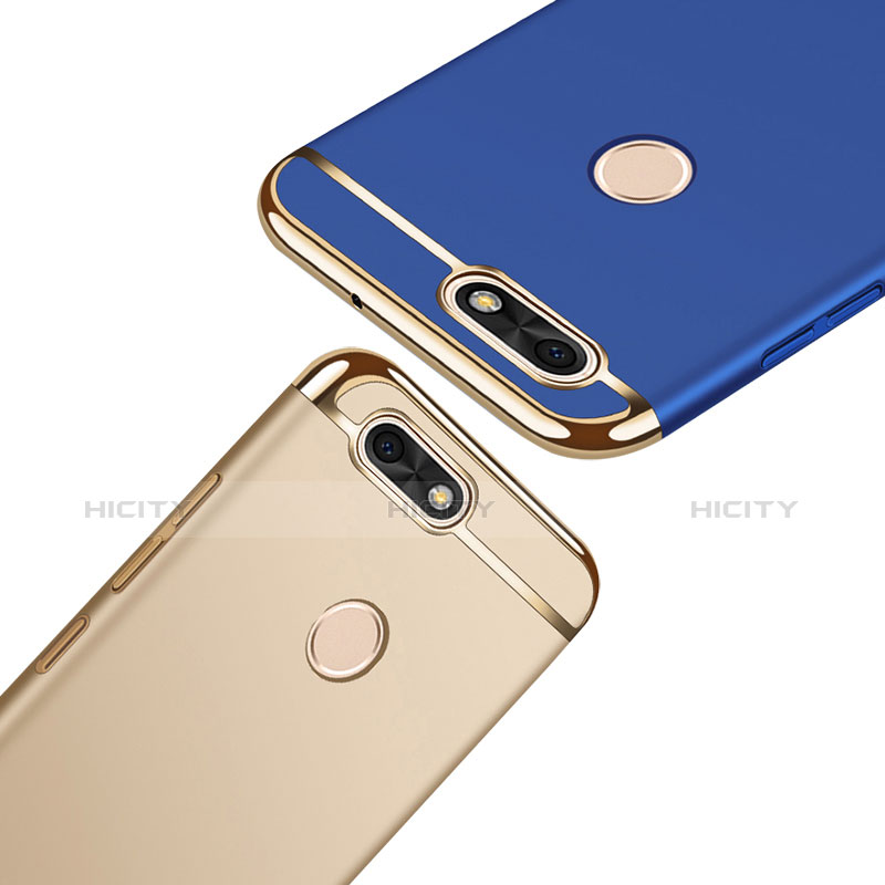 Custodia Lusso Metallo Laterale e Plastica Cover con Anello Supporto A06 per Huawei Y6 Pro (2017)