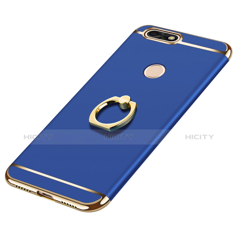 Custodia Lusso Metallo Laterale e Plastica Cover con Anello Supporto A06 per Huawei Y6 Pro (2017)