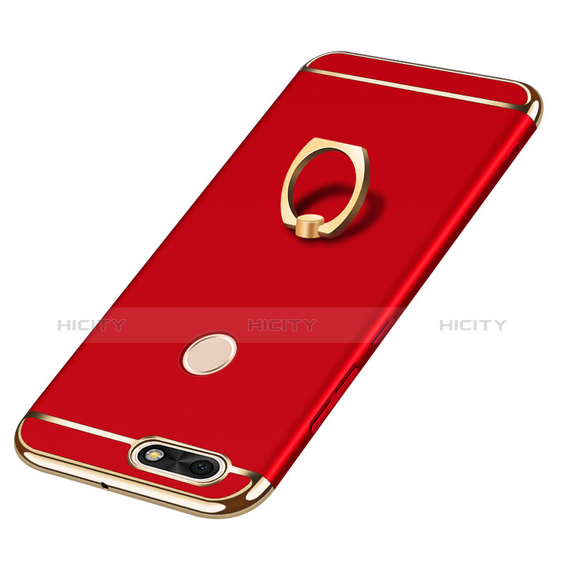 Custodia Lusso Metallo Laterale e Plastica Cover con Anello Supporto A06 per Huawei Y6 Pro (2017)