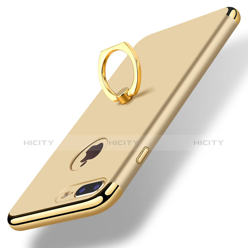 Custodia Lusso Metallo Laterale e Plastica Cover con Anello Supporto A07 per Apple iPhone 8 Plus Oro