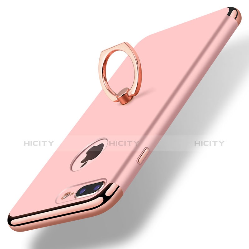 Custodia Lusso Metallo Laterale e Plastica Cover con Anello Supporto A07 per Apple iPhone 8 Plus Oro Rosa