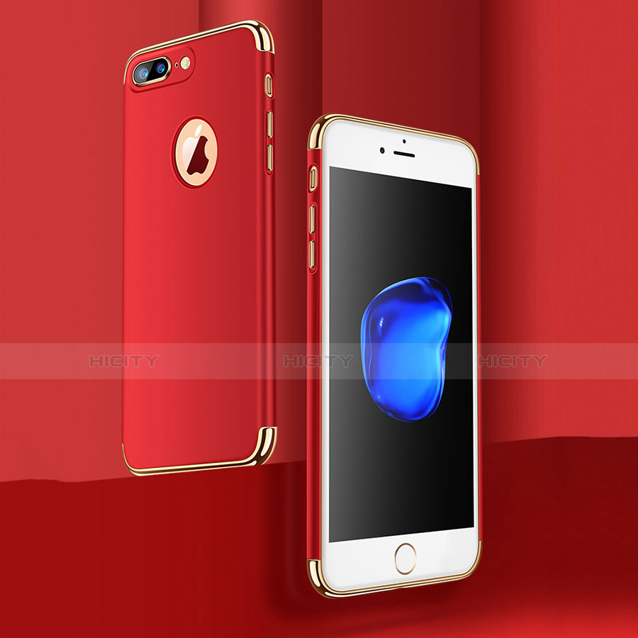 Custodia Lusso Metallo Laterale e Plastica Cover con Anello Supporto e Cordoncino per Apple iPhone 8 Plus