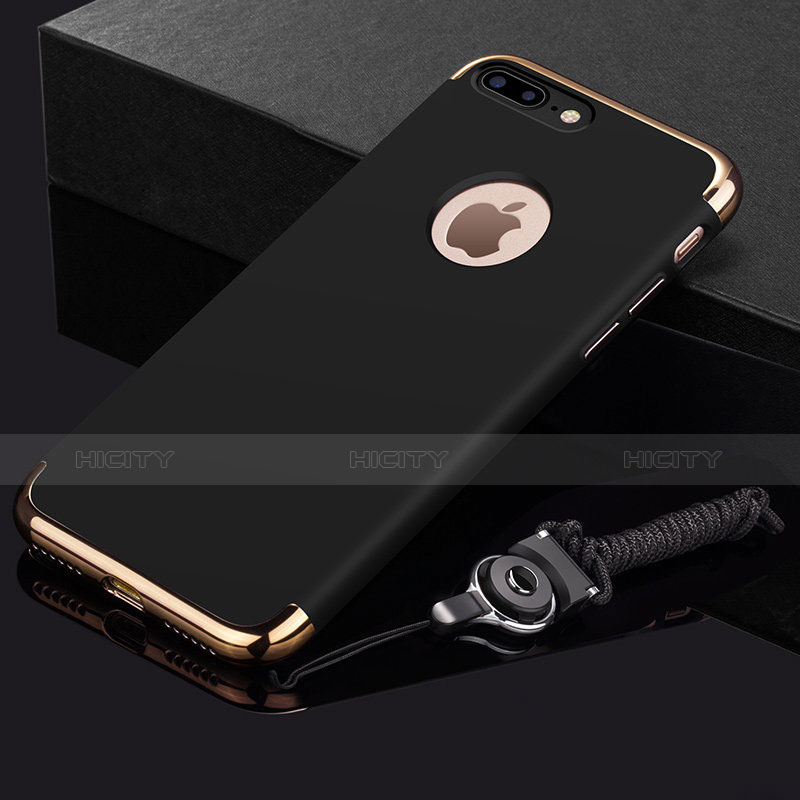 Custodia Lusso Metallo Laterale e Plastica Cover con Anello Supporto e Cordoncino per Apple iPhone 8 Plus