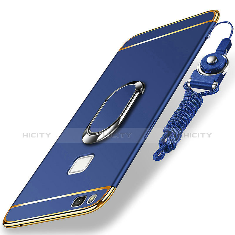 Custodia Lusso Metallo Laterale e Plastica Cover con Anello Supporto e Cordoncino per Huawei G9 Lite
