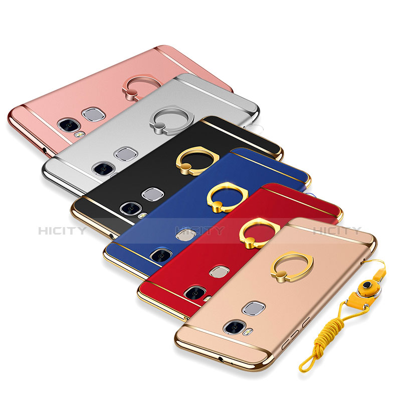 Custodia Lusso Metallo Laterale e Plastica Cover con Anello Supporto e Cordoncino per Huawei Honor X5