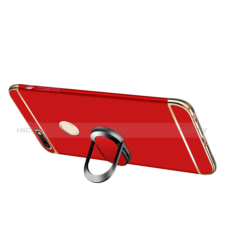 Custodia Lusso Metallo Laterale e Plastica Cover con Anello Supporto e Cordoncino per Huawei Y7 (2018)