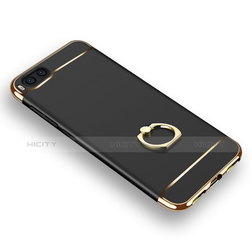 Custodia Lusso Metallo Laterale e Plastica Cover con Anello Supporto e Cordoncino per Xiaomi Mi Note 3 Nero