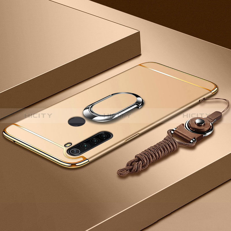 Custodia Lusso Metallo Laterale e Plastica Cover con Anello Supporto K01 per Xiaomi Redmi Note 8 (2021)