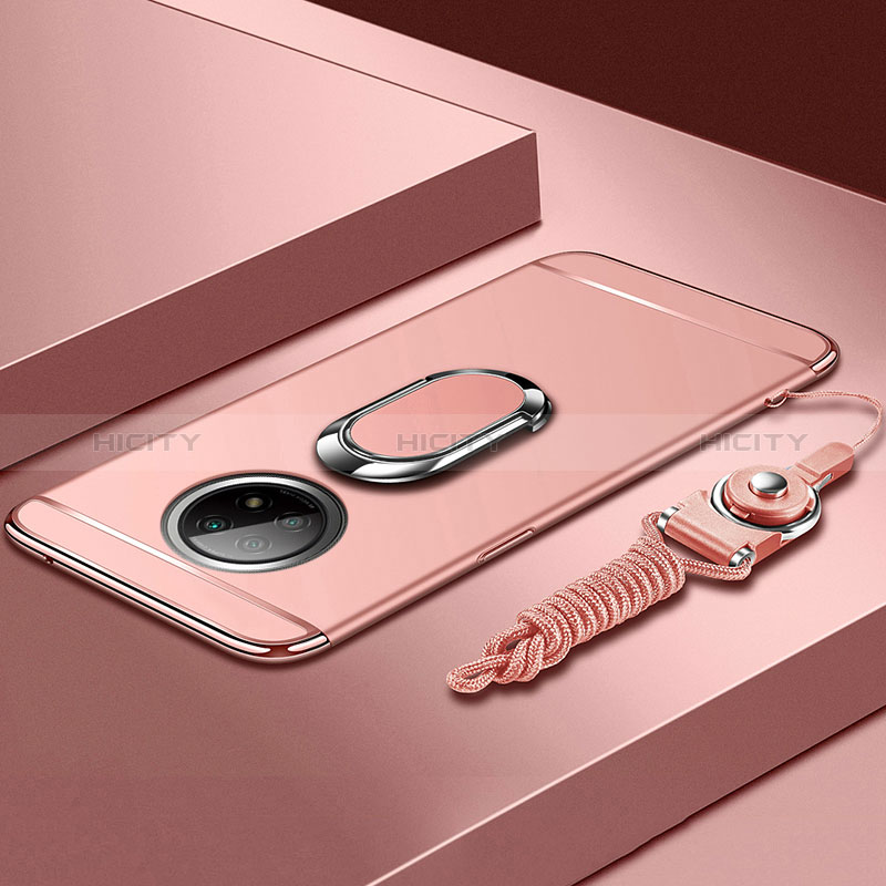 Custodia Lusso Metallo Laterale e Plastica Cover con Anello Supporto per Xiaomi Redmi Note 9 5G