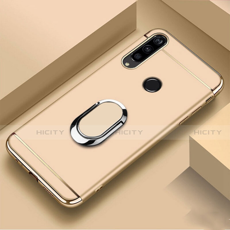 Custodia Lusso Metallo Laterale e Plastica Cover con Anello Supporto T01 per Huawei Honor 20 Lite Oro