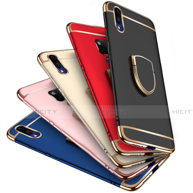 Custodia Lusso Metallo Laterale e Plastica Cover con Anello Supporto T01 per Huawei Honor 20 Pro