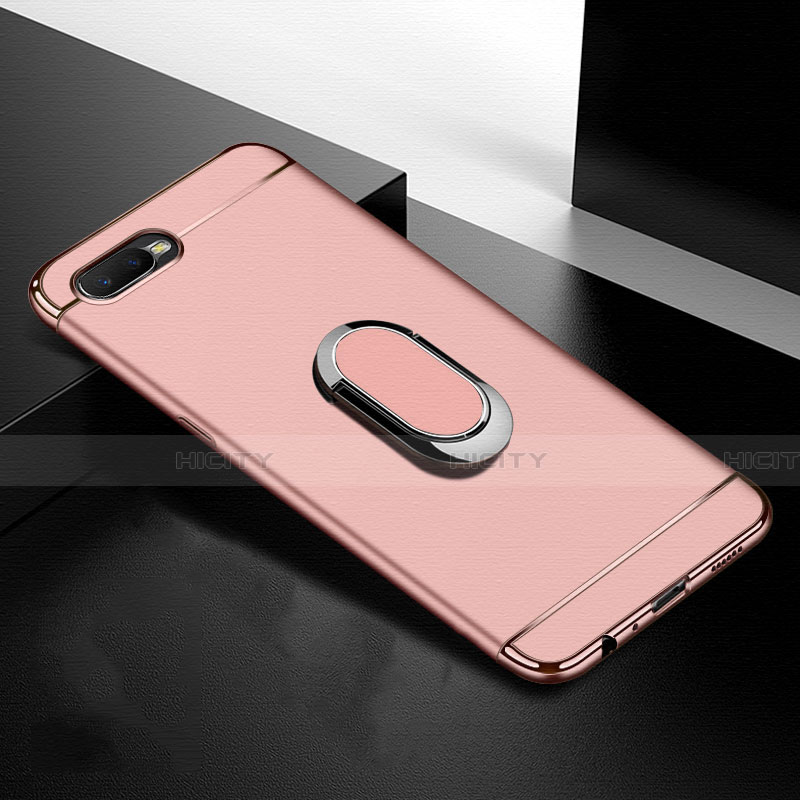 Custodia Lusso Metallo Laterale e Plastica Cover con Anello Supporto T01 per Oppo K1