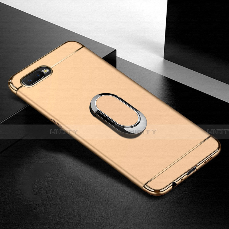 Custodia Lusso Metallo Laterale e Plastica Cover con Anello Supporto T01 per Oppo K1 Oro