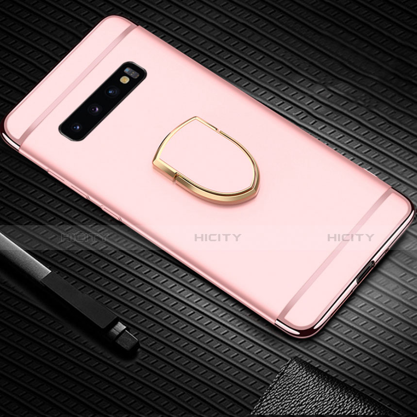 Custodia Lusso Metallo Laterale e Plastica Cover con Anello Supporto T01 per Samsung Galaxy S10 5G