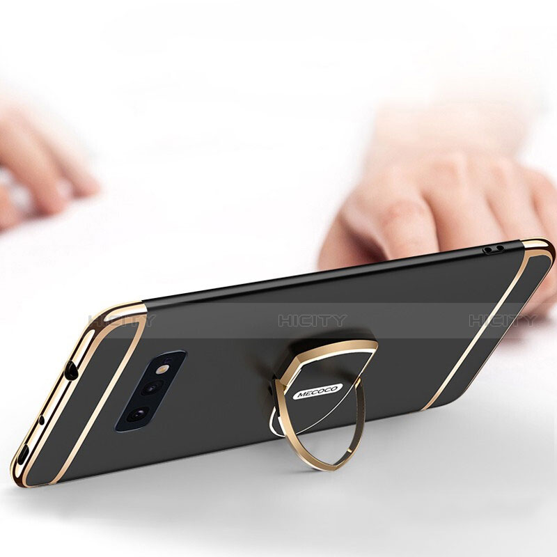 Custodia Lusso Metallo Laterale e Plastica Cover con Anello Supporto T01 per Samsung Galaxy S10e